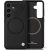Dėklas BMW Leather Half Textured MagSafe Samsung Galaxy S25 juodos spalvos