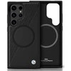 Dėklas BMW Leather Half Textured MagSafe Samsung Galaxy S25 Ultra juodos spalvos