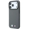 Dėklas BMW M Carbon Metal Logo MagSafe skirtas iPhone 18 Pro pilkas