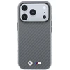 Dėklas BMW M Carbon Metal Logo MagSafe skirtas iPhone 18 Pro pilkas