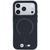 Dėklas BMW M Kevlar Raudona Print Ring Metal Logo MagSafe Case for iPhone 18 Pro Max / 17 Pro Max - Juodas