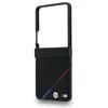 BMW M PU Perforated Tricolor Stripe Magnetic dėklas Samsung Galaxy Z Flip 8 juodos spalvos