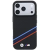 Dėklas BMW M Quadrille Kevlar Print Tricolor Lines & Metal Logo MagSafe do iPhone 18 Pro Max / 17 Pro Max juoda