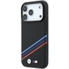 Dėklas BMW M Quadrille Kevlar Print Tricolor Lines & Metal Logo MagSafe do iPhone 18 Pro Max / 17 Pro Max juoda