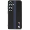 BMW M PU Leather Perforated Stripes and Metal Logo Magnetic dėklas skirtas Samsung Galaxy S26 mėlynos spalvos