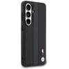 BMW M PU Leather Perforated Stripes and Metal Logo Magnetic dėklas skirtas Samsung Galaxy S26 mėlynos spalvos