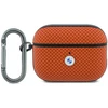 Dėklas BMW Textured Sign Kevlar Metal Logo skirta AirPods Pro 3 oranžinės spalvos