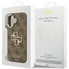 Guess PU Leather 4G Metal Logo Gold Frame dėklas skirtas Apple iPhone 17 rudos spalvos