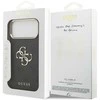 Guess PU Leather 4G Metal Logo Gold Frame dėklas skirtas Apple iPhone 17 Pro Max juodos spalvos