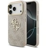 Guess PU Leather 4G Metal Logo Gold Frame dėklas skirtas Apple iPhone 17 Pro rožinės spalvos