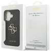 Guess PU Leather 4G Metal Logo Gold Frame dėklas skirtas Apple iPhone 17 juodos spalvos