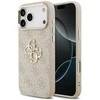 Guess PU Leather 4G Metal Logo Gold Frame dėklas skirtas Apple iPhone 17 Pro Max rožinės spalvos