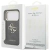 Guess PU Leather 4G Metal Logo Gold Frame dėklas skirtas Apple iPhone 17 Pro juodos spalvos