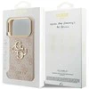 Guess PU Leather 4G Metal Logo Gold Frame dėklas skirtas Apple iPhone 17 Pro rožinės spalvos