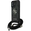 GUESS dėklas skirtas Apple iPhone 16 Plus GUHCP16MP4GMGCRK (CBDY PU 4G Big Logo W/Cord Strap) juodos spalvos