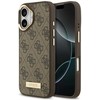 Guess 4G Logo Plate MagSafe dėklas skirtas Apple iPhone 17 rudos spalvos