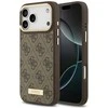 Guess 4G Logo Plate MagSafe dėklas skirtas Apple iPhone 17 Pro Max rudos spalvos