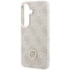 Guess PU Leather 4G Strass Logo Gold Frame Magnetic dėklas skirtas Samsung Galaxy S26 rožinės spalvos