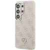 Guess PU Leather 4G Strass Logo Gold Frame Magnetic dėklas skirtas Samsung Galaxy S26 Ultra rožinės spalvos