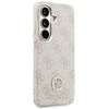 Guess PU Leather 4G Strass Logo Gold Frame Magnetic dėklas skirtas Samsung Galaxy S26 rožinės spalvos