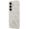 Guess PU Leather 4G Strass Logo Gold Frame Magnetic dėklas skirtas Samsung Galaxy S26 rožinės spalvos