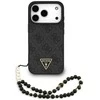 GUESS dėklas, skirtas IPHONE 17 Pro, suderinamas su MagSafe GUHMP17LP4TSDPPSK (4G PU su dirželiu, trikampio logotipu), juodas