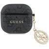 Guess 4G Script PC/PU Charm dėklas skirtas Apple AirPods 4 juodos spalvos