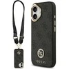 Guess 4G Strass Logo &amp; Big Strap Metal Mygtukai MagSafe dėklas skirtas Apple iPhone 17 juodos spalvos