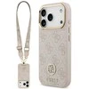 Original dėklas GUESS 4G Strass Logo & Big Strap Metal Mygtukai MagSafe skirtas Apple iPhone 17 Pro pink