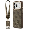 Guess 4G Strass Logo & Big Strap Metal Mygtukai MagSafe dėklas skirtas Apple iPhone 17 Pro Brown