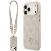Original dėklas GUESS 4G Strass Logo & Big Strap Metal Mygtukai MagSafe skirtas Apple iPhone 17 Pro Max pink