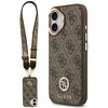 Guess 4G Strass Logo & Big Strap Metal Mygtukai MagSafe dėklas skirtas Apple iPhone 17 rudos spalvos