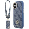 Guess 4G Strass Logo & Big Strap Metal Mygtukai MagSafe dėklas skirtas Apple iPhone 17 mėlynos spalvos