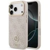 GUESS dėklas, skirtas IPHONE 17 Pro, suderinamas su MagSafe GUHMP17LP4GRMDEP (PU su 4G Strass logotipu), rožinis