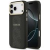 GUESS dėklas, skirtas IPHONE 17 Pro Max, suderinamas su MagSafe GUHMP17XPG4SEMCK (PU su 4G juostele), juodas