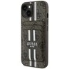 Guess 4G Stripes su krepšeliu Magsafe Apple iPhone 15 dėklas telefonui rudos spalvos