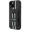 Guess 4G Stripes su portfelem Magsafe Apple iPhone 15 dėklas telefonui juodos spalvos