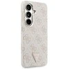 Guess PU Leather 4G Strass Triangle Logo Gold Frame Magnetic dėklas skirtas Samsung Galaxy S26 rožinės spalvos