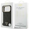 Guess PU Leather 4G Strass Triangle Logo Gold Frame MagSafe dėklas skirtas Apple iPhone 17 Pro Max juodos spalvos