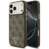 Guess PU Leather 4G Strass Triangle Logo Gold Frame MagSafe dėklas skirtas Apple iPhone 17 Pro Max rudos spalvos