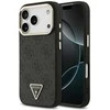 Guess PU Leather 4G Strass Triangle Logo Gold Frame MagSafe dėklas skirtas Apple iPhone 17 Pro juodos spalvos