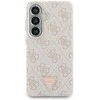 Guess PU Leather 4G Strass Triangle Logo Gold Frame Magnetic dėklas skirtas Samsung Galaxy S26 rožinės spalvos