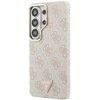 Guess PU Leather 4G Strass Triangle Logo Gold Frame Magnetic dėklas skirtas Samsung Galaxy S26 Ultra rožinės spalvos