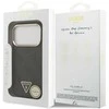Guess PU Leather 4G Strass Triangle Logo Gold Frame MagSafe dėklas skirtas Apple iPhone 17 Pro juodos spalvos