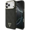 Guess PU Leather 4G Strass Triangle Logo Gold Frame MagSafe dėklas skirtas Apple iPhone 17 Pro Max juodos spalvos