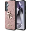 Dėklas GUESS Fixed Glitter Big 4G Metal Logo skirtas Samsung Galaxy S25 rožinės spalvos