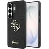 „Guess“ fiksuotas blizgučiais dengtas metalinis 4G logotipo dėklas, skirtas „Samsung Galaxy S26 Ultra“, juodas
