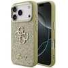Guess Fixed Glitter Big 4G Metal Frame dėklas skirtas Apple iPhone 17 Pro aukso spalvos