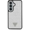Guess fiksuotas blizgučių trikampio formos „MagSafe“ dėklas, skirtas „Samsung Galaxy S26+“ sidabro spalvos