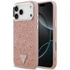 GUESS dėklas, skirtas IPHONE 17 Pro Max, suderinamas su MagSafe GUHMP17XPFGTSCMP (PU blizgučiai su trikampio logotipu), rožinis